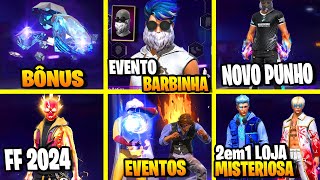 CALENDARIO SEMANAL FREE FIRE BARBINHA BÔNUS DE DIAMANTE 2EM1 LOJA MISTERIOSA NOVIDADES FREE FIRE [upl. by Novej503]