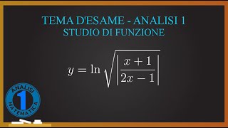 Esercizi desame svolti  ANALISI 1 studio di funzione con logaritmo radice e valore assoluto [upl. by Regor]