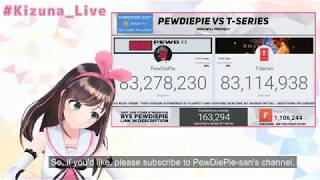 Kizuna AI supporting PewDiePie [upl. by Noyerb]