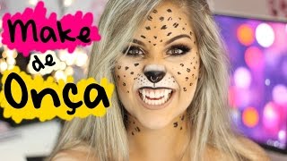 Maquiagem de Onça para o Carnaval e Halloween Leopard MakeUp Tutorial Gabriela Capone [upl. by Aneres459]