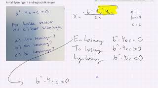 Antall løsninger i andregradslikninger [upl. by Damales]