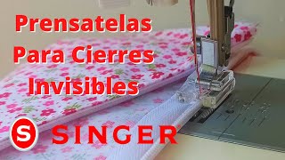 Cómo usar el Prensatelas para coser Cierres Invisibles en Máquinas Domésticas SINGER COD 57582 [upl. by Dulci]