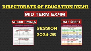 MID TERM EXAM DATE SHEET 202425 OUT । DELHI GOVERNMENT SCHOOL MID TERM EXAM DATE SHEET [upl. by Naic]