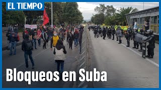 Paro 28 de abril Bloqueos en Bogotá por el Portal Suba de TransMilenio [upl. by Sanders]