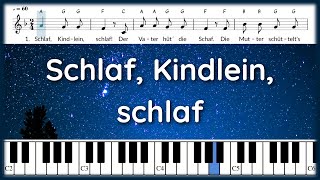 Schlaf Kindllein schlaf  Wiegenlied  Melodie Text und Noten  Klavier [upl. by Ledif]