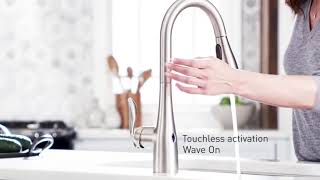 Moen 7594EWSRS Arbor Motionsense Wave Sensor Touchless OneHandle Pulldown Kitchen Faucet Featuring P [upl. by Ennahteb]