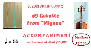 💃🕺 GAVOTTE FROM Opera MIGNON Suzuki Violin Book 29 MEDIUM Anim Silent VIOLINs 🔢🎻 w 🎹 Accomp [upl. by Ativoj]