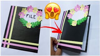 How to make handmade BEAUTIFUL BOOKLET for school projectstaple FREE BOOKLET With Design ideas [upl. by Oralia833]