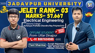 JELET 2024 Exam Rank GMR 3  Jadavpur University  Department EE Tani Sharma APC from Uttar Dinajpur [upl. by Aliet655]