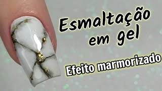 Como Fazer Esmaltação em gel com EFEITO MÁRMORE Unhas de Gel [upl. by Nala]