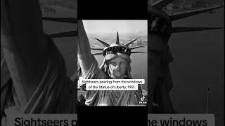 Sightseers peering from the windows of the Statue of Liberty 1951 history [upl. by Attehcram]