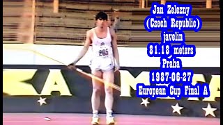 Jan Zelezny Czech Republic javelin 8118 meters Praha 19870627 European Cup Final A [upl. by Benedetto]