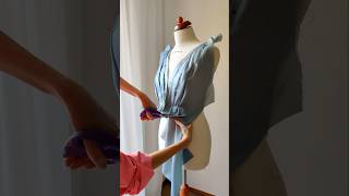 Making an evening dress with pleats on the bodice draping sew shorts sewingtutorial handmade [upl. by Lanette741]