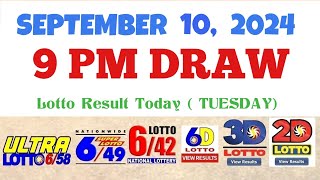 Lotto Result Today 9pm September 10 2024 PCSO [upl. by Dominique322]