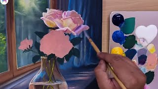 How to Paint Beautiful Roses Fayyaz Calligraphy is live [upl. by Ammeg]