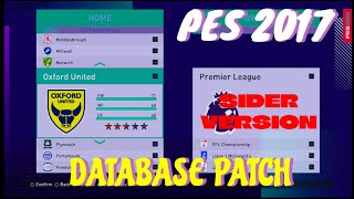 PES 2017 DATABASE PATCH HOW TO INSTALL SIDER VERSION [upl. by Enerehs]