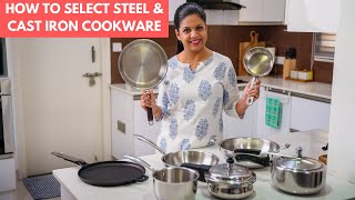 How to Choose Right Steel amp Cast Iron Cookware  Best Cookers Pans Kadais amp Tawas [upl. by Oicnoel]