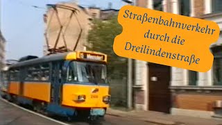 Straßenbahnverkehr durch die Dreilindenstr 2001  LVB Straßenbahn [upl. by Eibot]