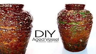 DIY AGED VESSEL  Home decor  Cement craft ideas  AGED planter pot diy pot craft [upl. by Hagood]