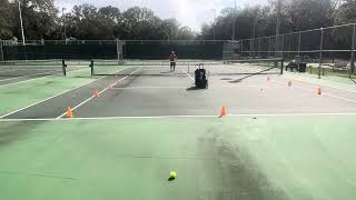 Hitting Volleys off The Slinger Tennis Ball Machine happy to be back on the tennis courts [upl. by Jaret]