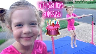 💕5th BIRTHDAY SURPRISE💕 SHE HAD NO IDEA Tumbl Trak Gymnastics Bar Jr Kip Bar Pro [upl. by Shippee]