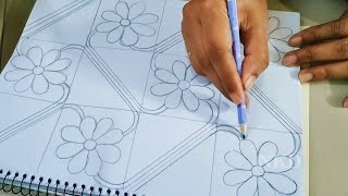 Most Popular Nokshi Katha Design DrawingNakshi kathaHow to make Beautiful Nokshi Katha [upl. by Lanni]