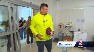 Rob Gronkowski Camille Kostek visit kids at Boston Childrens Hospital ahead of Thanksgiving [upl. by Zil130]