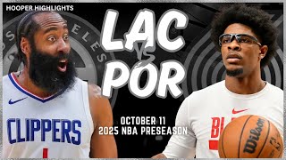 LA Clippers vs Portland Trail Blazers Full Game Highlights  Oct 11  202425 NBA Preseason [upl. by Tnarg]