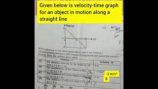 NEET Physics  Velocitytime graph of a body moving straight line Match column I amp II [upl. by Nissensohn]