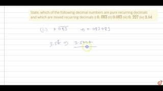 Pure recurring decimal and mixed recurring decimal [upl. by Joell896]