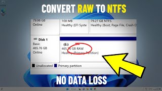 Convert RAW to NTFS Without Formatting in Windows 111087  Change raw to ntfs With No Data Loss ✅ [upl. by Kathi528]