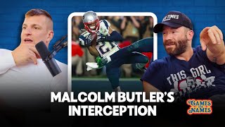 Gronk and Edelman Highlight Malcolm Butlers Interception in The Super Bowl [upl. by Quartis]