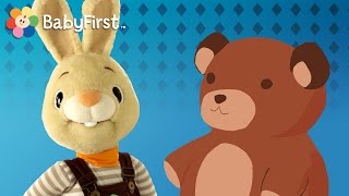 Harry der Hase spielt mit einem Teddybär  Lernen von Objekten für Kinder  BabyFirst [upl. by Maurilia]