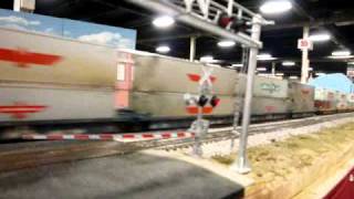 Realistic crossing makes way for heavy NS Intermodal  Springfield show Southern New England [upl. by Polik493]