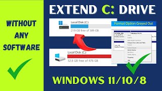 How to Extend C Drive in Windows 1110 Without any Software Extend Volume Option Greyed Out SOLVED [upl. by Surat937]