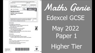 Edexcel GCSE Maths May June 2022 1H Exam Paper Walkthrough [upl. by Labanna]