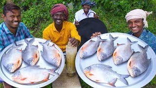 KING SIZE FISH FRY  Red Pomfret fish Fry in Village  Village Style Cooking  Village Food [upl. by Nanahs]