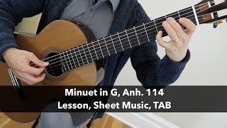 Minuet in G Anh114 by Petzold  Bach and Lesson for Classical Guitar [upl. by Rotberg]