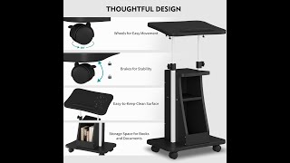 Mobile Podium Stand Rolling Laptop Cart wAdjustable Height Portable Computer Stand [upl. by Hpsoj]