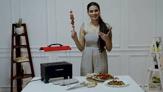 WellBerg 2 In 1 Barbeque Charcoal amp Electric With 6 Skewers hut Shape [upl. by Golliner]