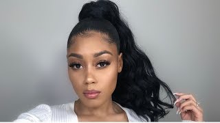 HOW TO SLEEK PONYTAIL USING BUNDLES  BEAUTY SUPPLY HAIR [upl. by Ane]