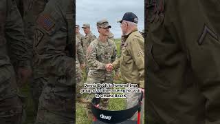 Dennis Boldt is honored by a group of soldiers during his visit to Omaha Beach dday omahabeach [upl. by Jeth]