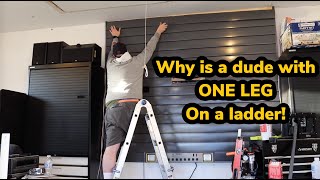 Installing Slatwall  Garage Makeover Part 4  Wiring for a TV Stereo and what else [upl. by Sucramd]