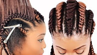 Tree Braids Cornrows FOR BEGINNERS [upl. by Kerwinn]