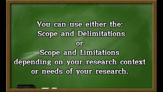 Scope and Delimitation of the Study Tagalog [upl. by Dosi]