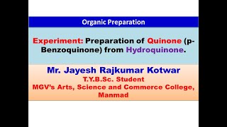 Experiment Preparation of Quinone pBenzoquinone from Hydroquinone [upl. by Aiel332]