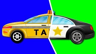 Police Car And Taxi Garage Car Cartoon video For Kids [upl. by Yddor]