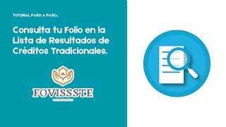 CONSULTA Tu FOLIO del Crédito Tradicional 2022  Fovissste [upl. by Nonnah]