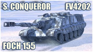 FV4202 Foch 155 amp Super Conqueror • WoT Blitz Gameplay [upl. by Valera]