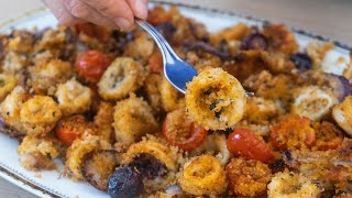 ANELLI DI CALAMARI AL FORNO 🦑alla Mediterranea 🦑 ricetta senza frittura senza grassi [upl. by Callas]